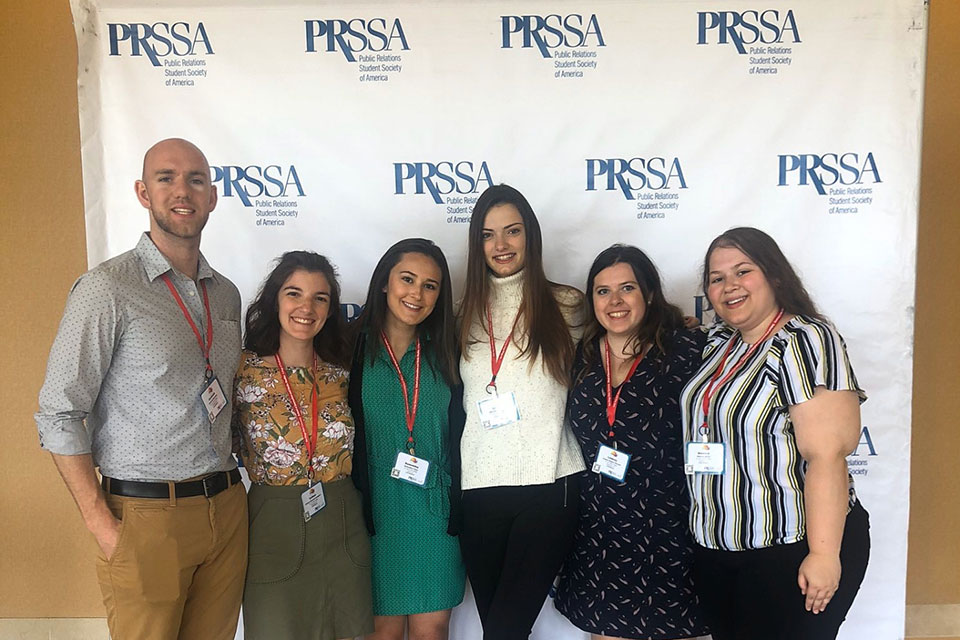 Jeremiah Boerman, Colleen Senglaub, Samantha Foley, Lizzy Beach, Lindsay Garrant and Aleccia Mack at the PRSSA National Conference in San Diego.