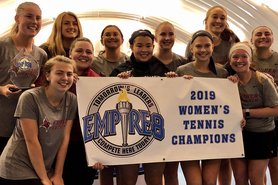 The women's tennis team won the Empire 8 Championship after the top-seeded Cardinals defeated second-seeded Nazareth College.