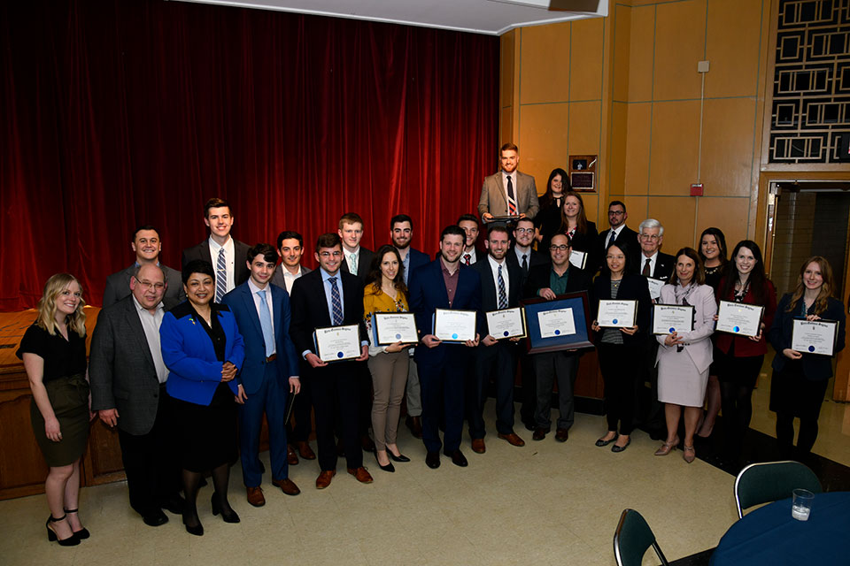 The St. John Fisher College School of Business inducted students into Beta Gamma Sigma (BGS), the international honor society for exceptional business students and scholars, during a formal ceremony held on Friday, April 12.