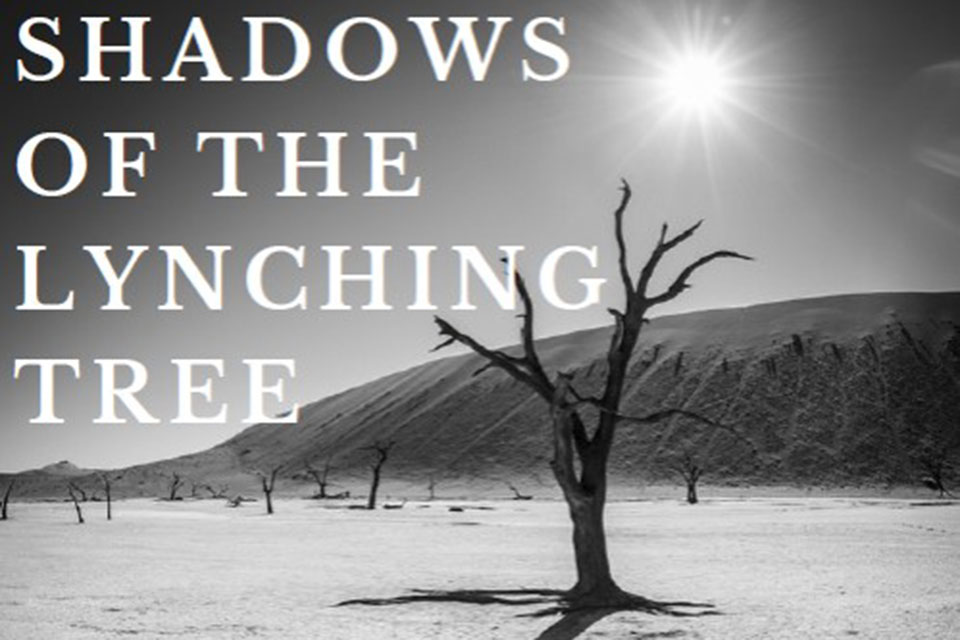 A poster promotes the documentary film, Shadows of the Lynching Tree.