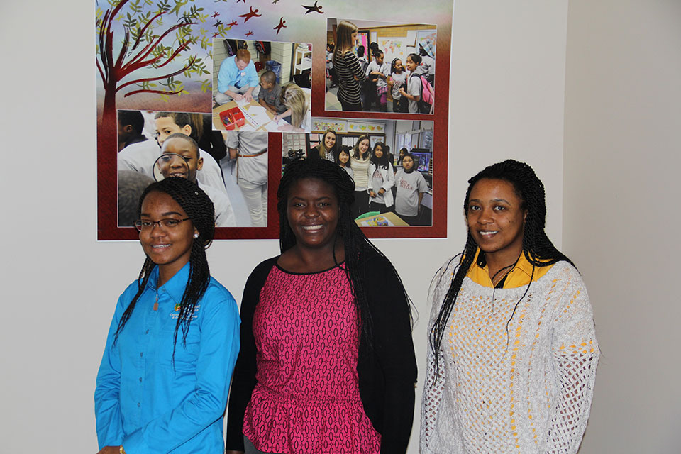 Desine Butler, Odeisha Clunie, and Leslie-Ann Gregory, third-year students from Shortwood Teachers College in Jamaica, came to Fisher through the student-exchange program.