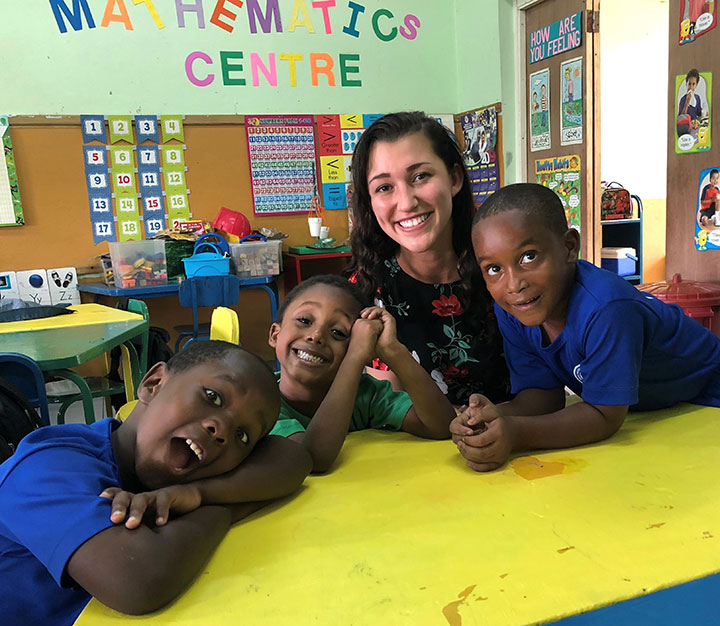 Kelly Lagnese worked with five- and six-year-old students at Shortwood Practising School while in Jamaica.