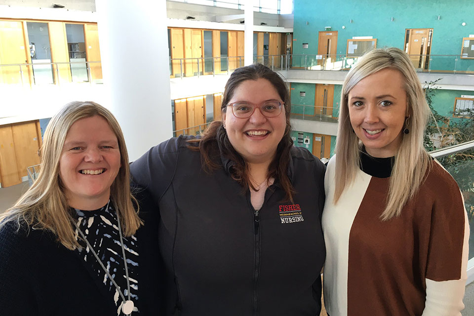 Megan Pesce (middle) traveled to Waterford, Ireland to complete her nursing preceptorship in intellectual disability nursing.