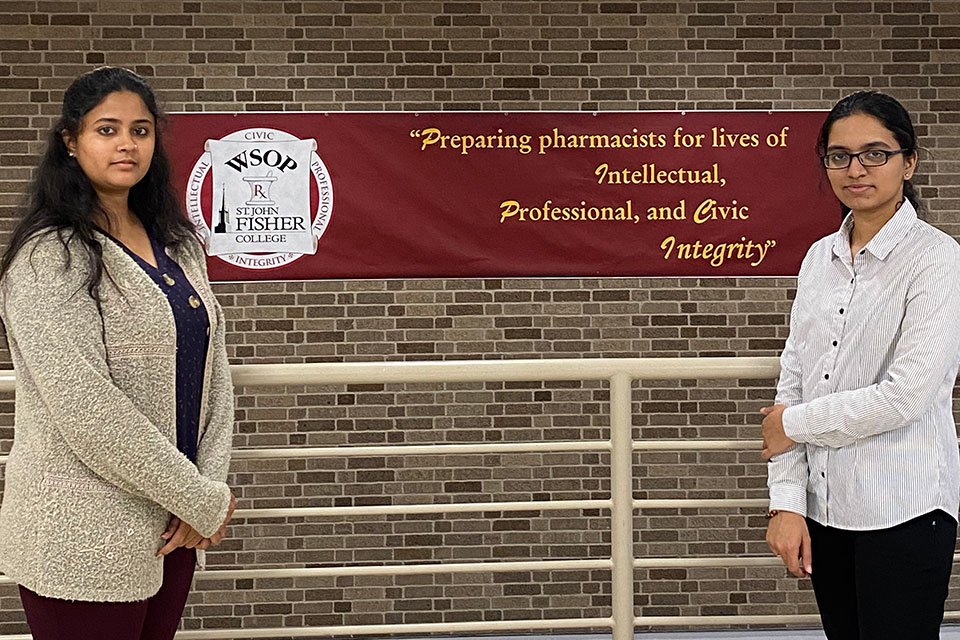 Harini Sivakumar and Lakshya Balan, two students from Sri Ramachandra Institute of Higher Education and Research in India, spent a month at St. John Fisher College’s Wegmans School of Pharmacy.