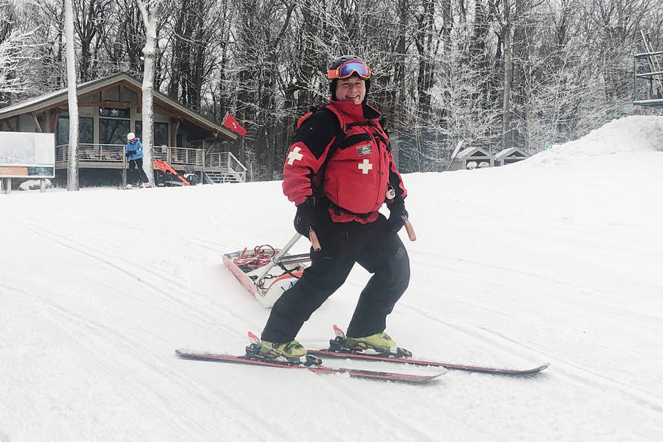 Dr. Tim Franz on ski patrol
