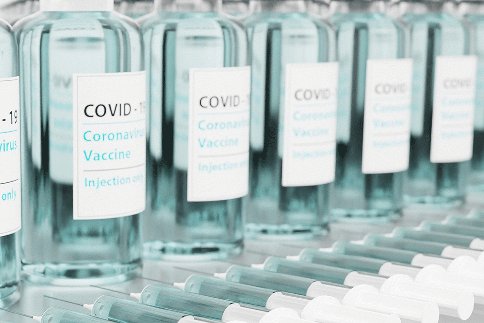 Vials hold the COVID-19 vaccine.