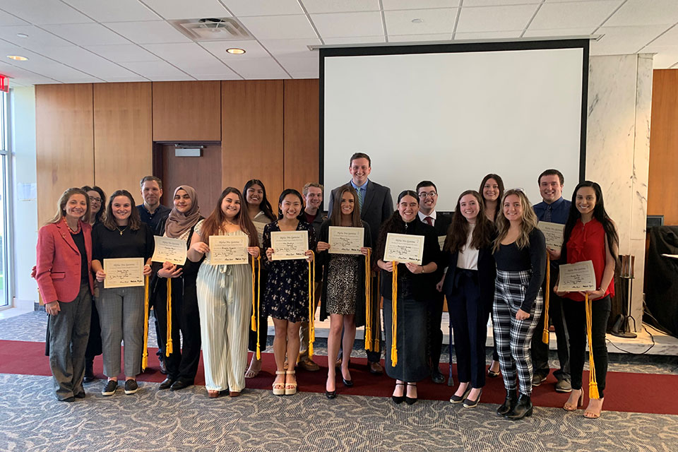 St. John Fisher College students were formally inducted into the Eta Chi chapter of Alpha Mu Gamma, the national foreign language honor society.