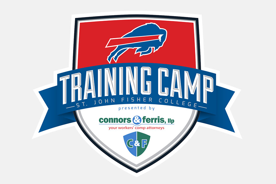 2017 Buffalo Bills Training Camp logo - Presented by Conners and Ferris, LLP Your worker's comp attorneys