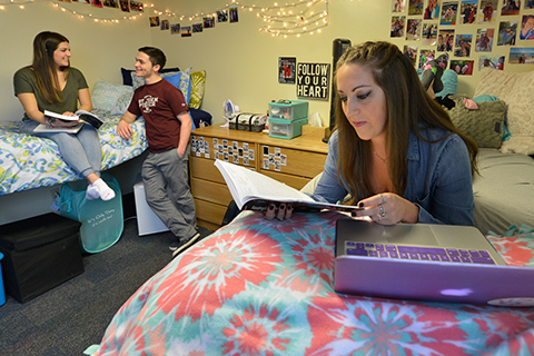 Students in a dorm room