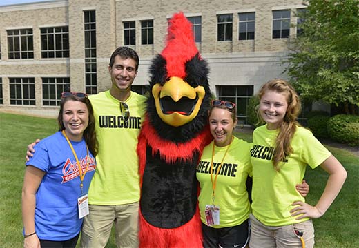 Cardinal with the welcome crew