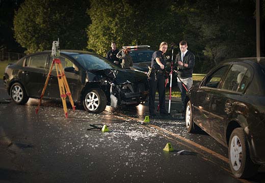 Car crash crime scene