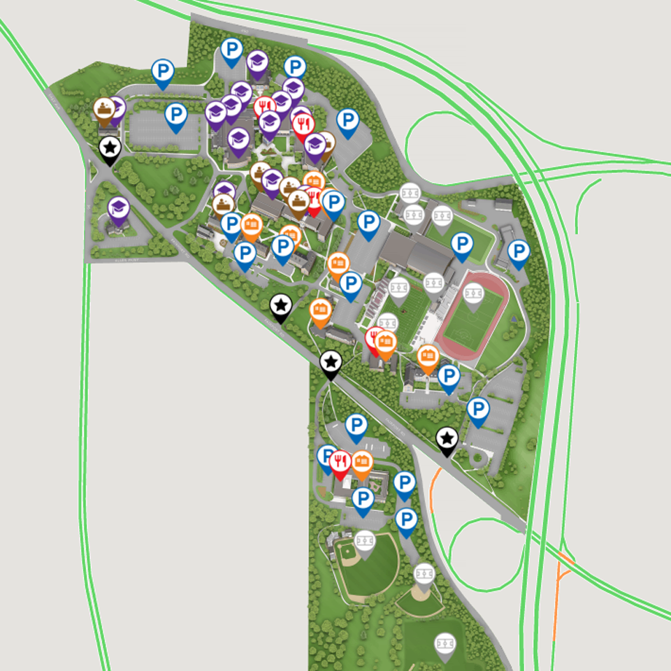 Screen shot of interactive campus map
